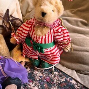 Striped Red and White Stuffed Bear